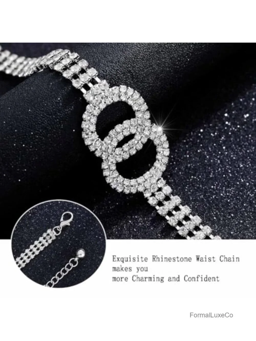 Sparkle Crystal Chain Waist Belt for Women Wedding Party Prom Dress Accessory
